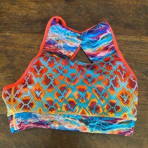 Chestee multi colored sports bra for weightlifting. Size 10. Great condition.